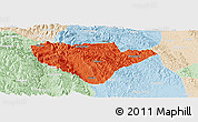 Political Panoramic Map of Yuan An, lighten