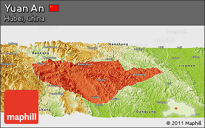 Political Panoramic Map of Yuan An, physical outside