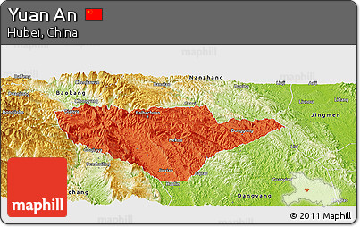 Political Panoramic Map of Yuan An, physical outside
