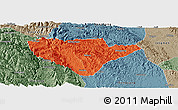 Political Panoramic Map of Yuan An, semi-desaturated