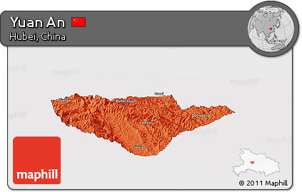 Political Panoramic Map of Yuan An, single color outside