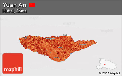 Political Panoramic Map of Yuan An, single color outside
