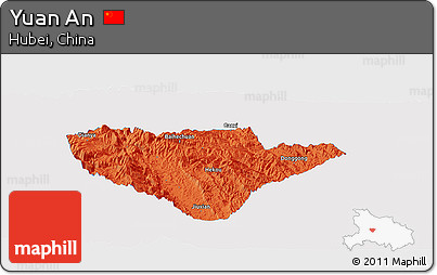 Political Panoramic Map of Yuan An, single color outside