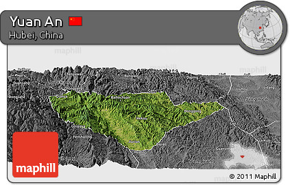 Satellite Panoramic Map of Yuan An, desaturated