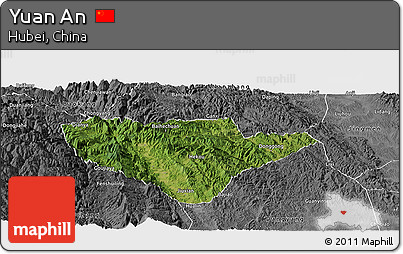 Satellite Panoramic Map of Yuan An, desaturated