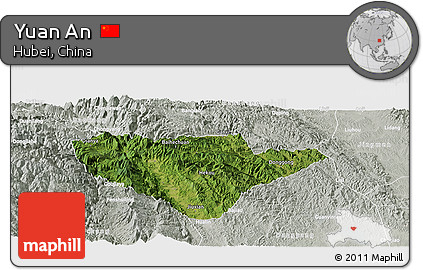 Satellite Panoramic Map of Yuan An, lighten, semi-desaturated