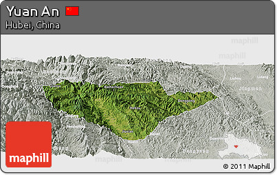 Satellite Panoramic Map of Yuan An, lighten, semi-desaturated