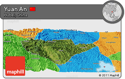 Satellite Panoramic Map of Yuan An, political outside