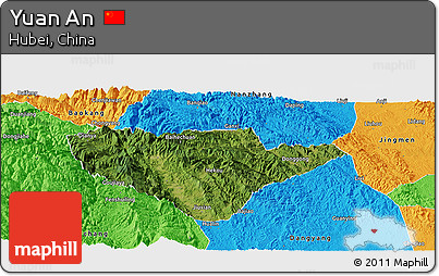 Satellite Panoramic Map of Yuan An, political outside