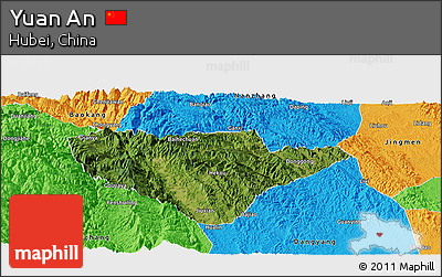 Satellite Panoramic Map of Yuan An, political outside