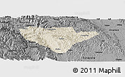 Shaded Relief Panoramic Map of Yuan An, darken, desaturated
