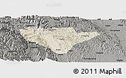 Shaded Relief Panoramic Map of Yuan An, darken, semi-desaturated