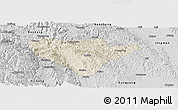 Shaded Relief Panoramic Map of Yuan An, desaturated