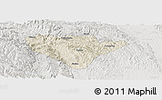 Shaded Relief Panoramic Map of Yuan An, lighten, semi-desaturated
