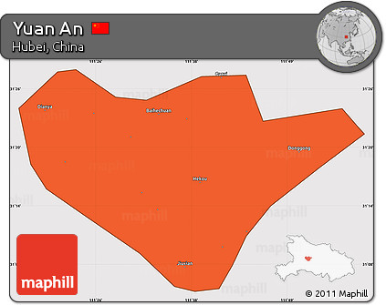 Political Simple Map of Yuan An, cropped outside