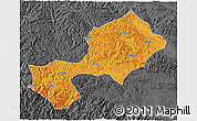 Political 3D Map of Yun Xian, darken, desaturated