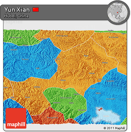 Political 3D Map of Yun Xian