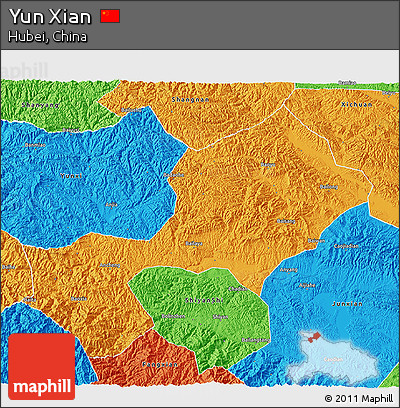 Political 3D Map of Yun Xian