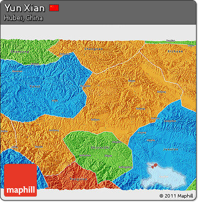 Political 3D Map of Yun Xian