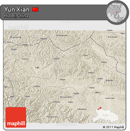 Shaded Relief 3D Map of Yun Xian