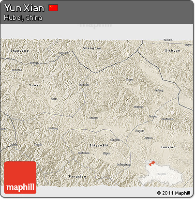 Shaded Relief 3D Map of Yun Xian