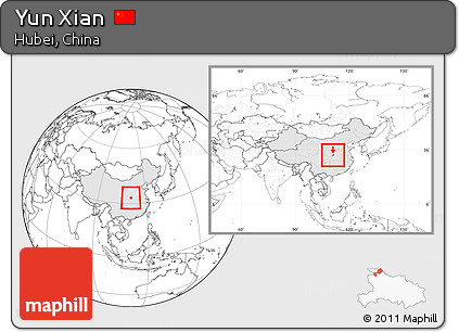 Blank Location Map of Yun Xian, highlighted country, within the entire country