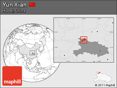 Blank Location Map of Yun Xian, highlighted country, highlighted parent region