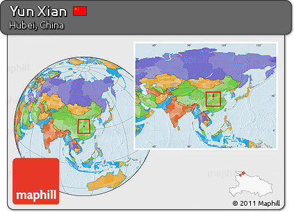 Political Location Map of Yun Xian, within the entire country