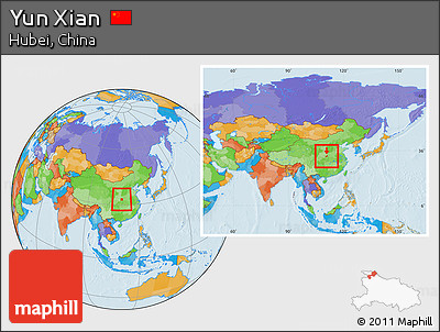 Political Location Map of Yun Xian, within the entire country