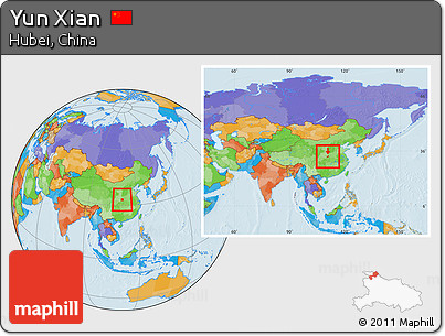 Political Location Map of Yun Xian, within the entire country