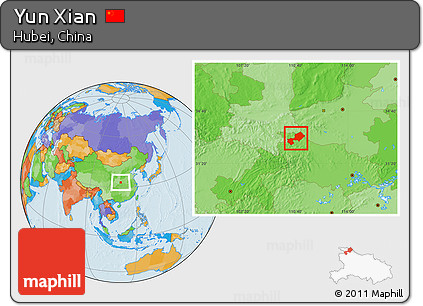 Political Location Map of Yun Xian