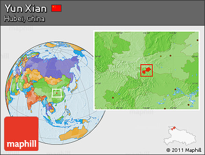 Political Location Map of Yun Xian