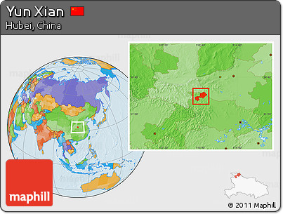Political Location Map of Yun Xian