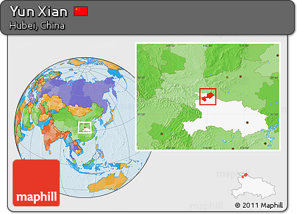 Political Location Map of Yun Xian, highlighted parent region