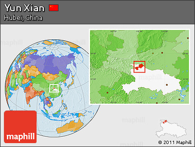 Political Location Map of Yun Xian, highlighted parent region