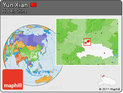 Political Location Map of Yun Xian, highlighted parent region