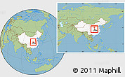 Savanna Style Location Map of Yun Xian, highlighted country, highlighted parent region, within the entire country