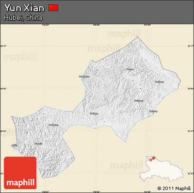 Classic Style Map of Yun Xian, single color outside
