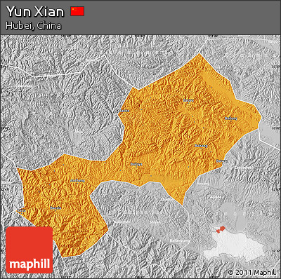 Political Map of Yun Xian, lighten, desaturated