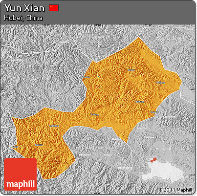 Political Map of Yun Xian, lighten, desaturated