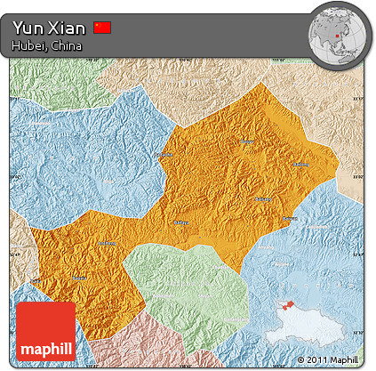 Political Map of Yun Xian, lighten