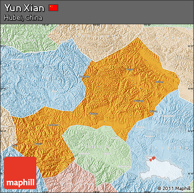 Political Map of Yun Xian, lighten