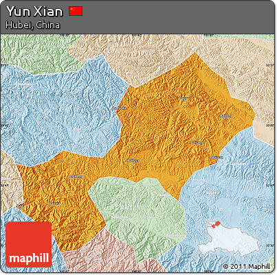 Political Map of Yun Xian, lighten