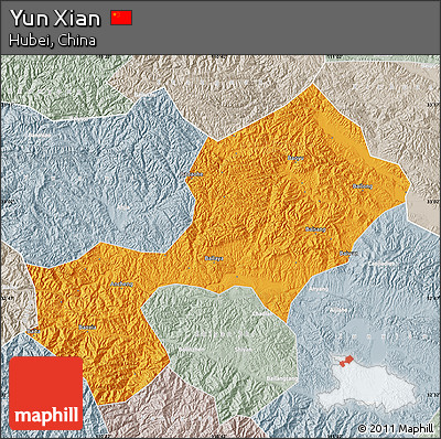 Political Map of Yun Xian, lighten, semi-desaturated