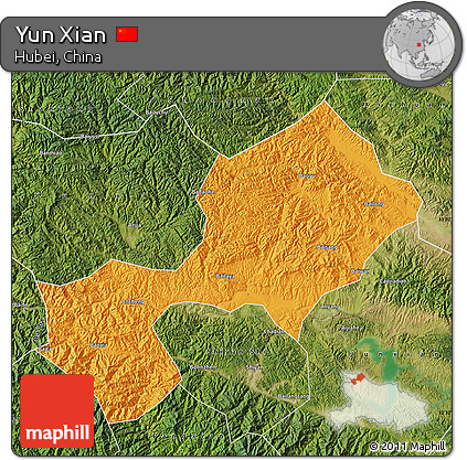 Political Map of Yun Xian, satellite outside
