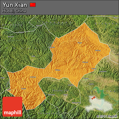 Political Map of Yun Xian, satellite outside