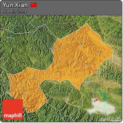 Political Map of Yun Xian, satellite outside