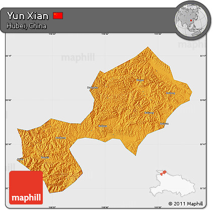 Political Map of Yun Xian, single color outside