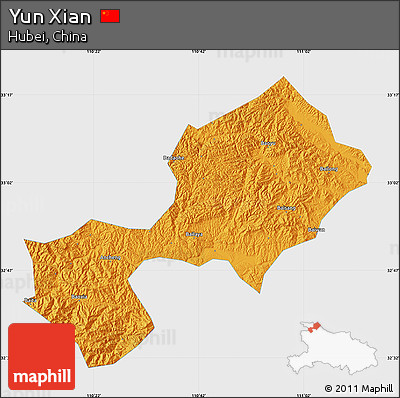 Political Map of Yun Xian, single color outside