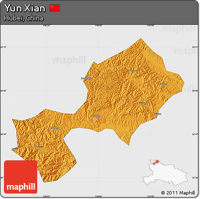 Political Map of Yun Xian, single color outside